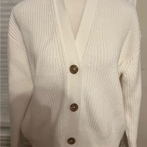 Quince Cream Fisherman Boxy Button-Up Cardigan